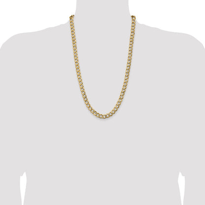 10K Yellow Gold 10K 9mm Semi-Solid Curb Chain Necklace
