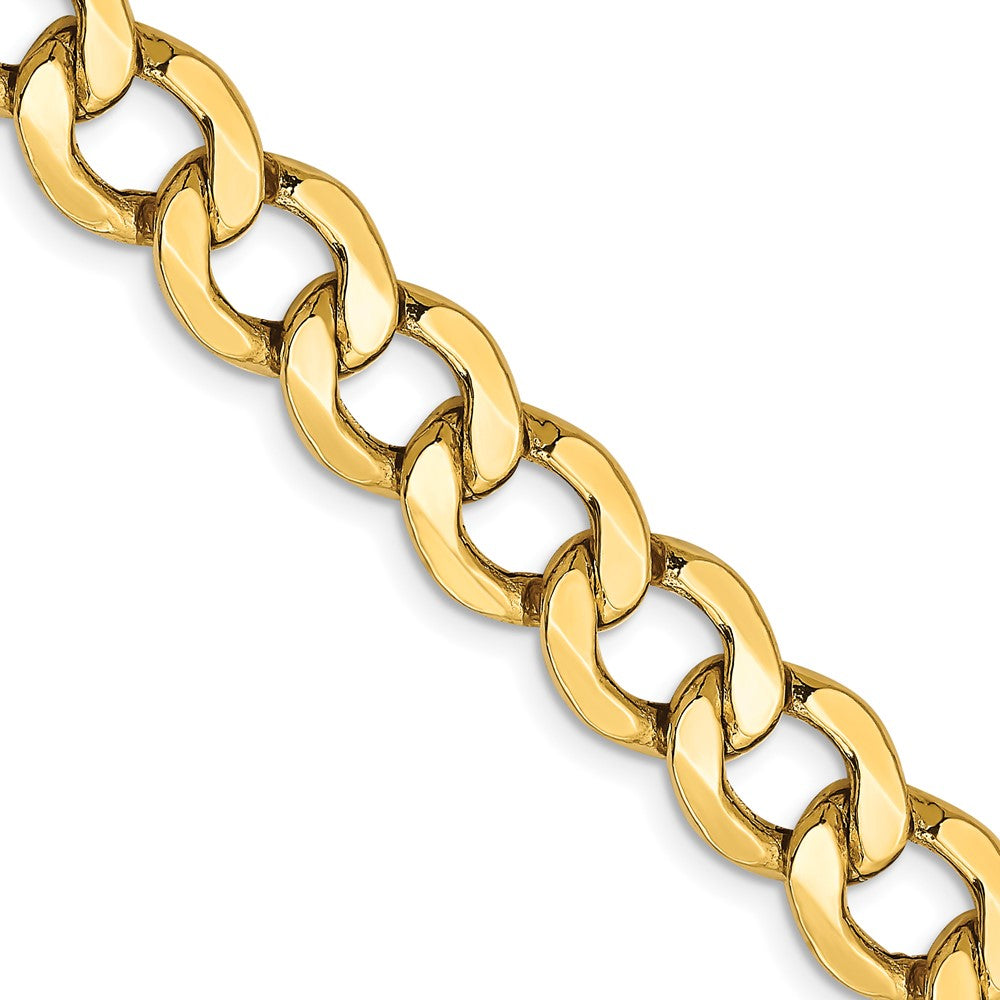 10K Yellow Gold 10K 9mm Semi-Solid Curb Chain Necklace