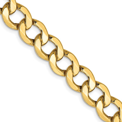 10K Yellow Gold 10K 9mm Semi-Solid Curb Chain Necklace