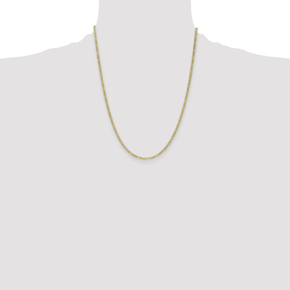 22 Inch 10k Yellow Gold 2.5mm Semi-Solid Figaro Chain Necklace