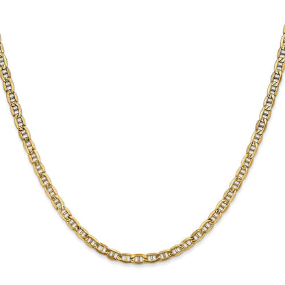 22 Inch 10K Yellow Gold 3.2mm Semi-Solid Anchor Chain Necklace