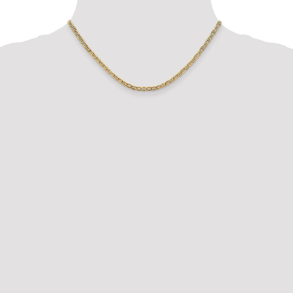 16 Inch 10k Yellow Gold 3.2mm Semi-Solid Anchor Chain Necklace