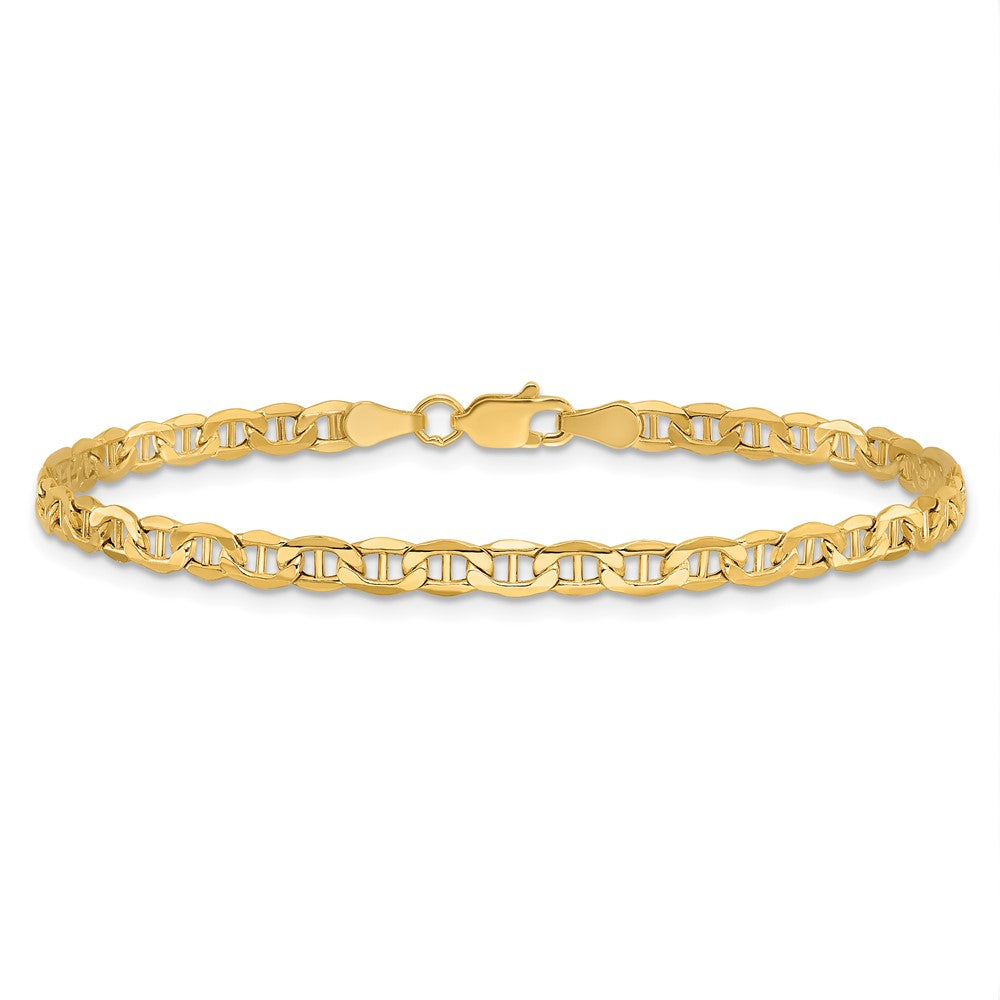 9 Inch 10K Yellow Gold 3.2mm Semi-Solid Anchor Chain Bracelet