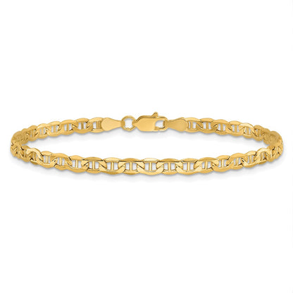 9 Inch 10K Yellow Gold 3.2mm Semi-Solid Anchor Chain Bracelet