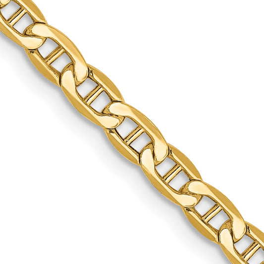 2 Inch 10k Yellow Gold 3.2mm Semi-Solid Anchor Chain Necklace