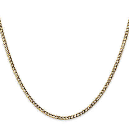 18 Inch 10k Yellow Gold 2.5mm Semi-Solid Curb Link Chain Necklace