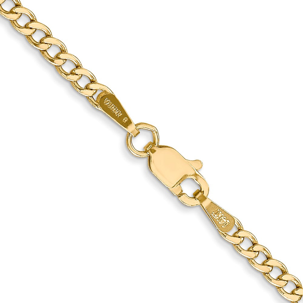 18 Inch 10k Yellow Gold 2.5mm Semi-Solid Curb Link Chain Necklace