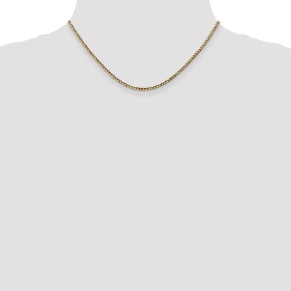 16 Inch 10k Yellow Gold 2.5mm Semi-Solid Curb Link Chain Necklace