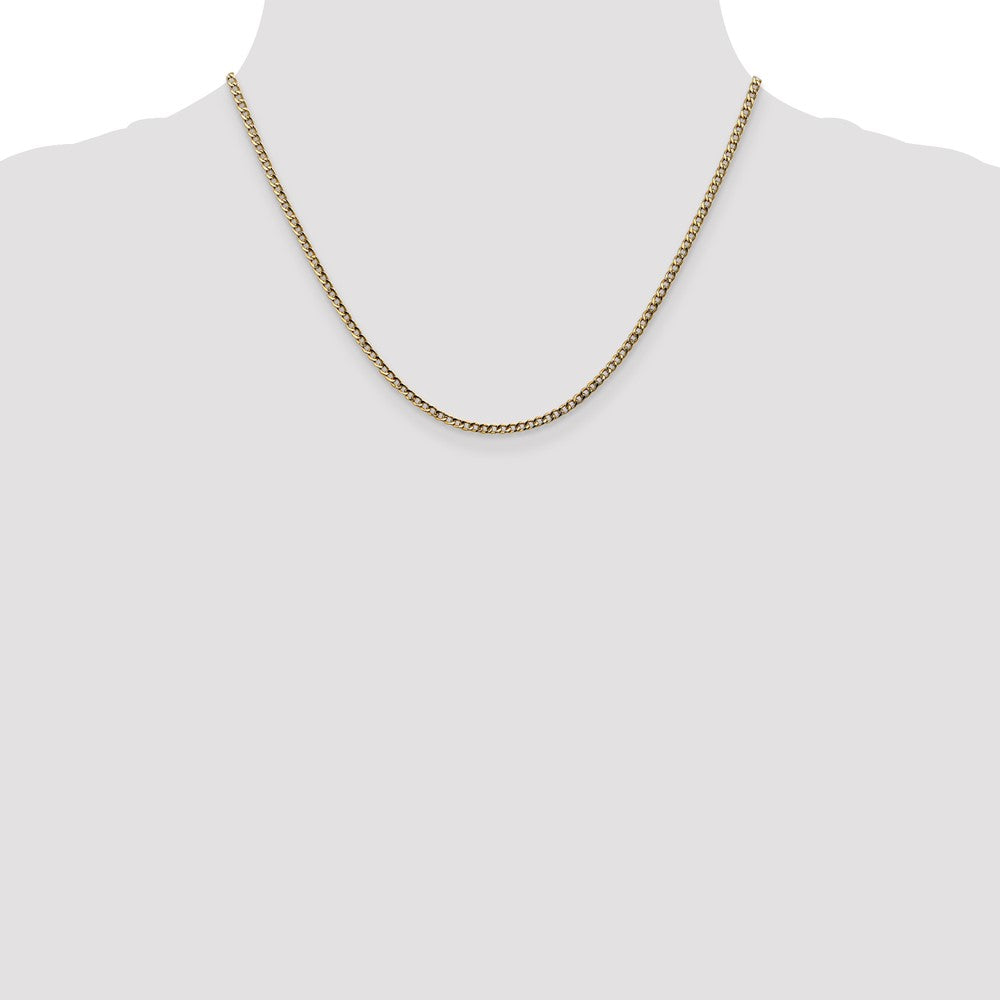 18 Inch 10k Yellow Gold 2.5mm Semi-Solid Curb Link Chain Necklace