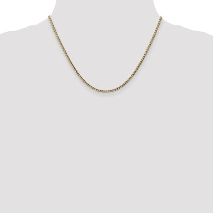 18 Inch 10k Yellow Gold 2.5mm Semi-Solid Curb Link Chain Necklace