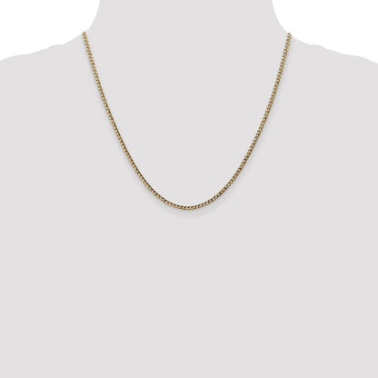 2 Inch 10k Yellow Gold 2.5mm Semi-Solid Curb Link Chain Necklace