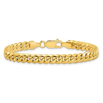 9 Inch 10K Yellow Gold 6mm Semi-Solid Miami Cuban Chain Bracelet