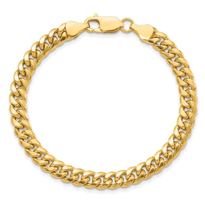 9 Inch 10K Yellow Gold 6mm Semi-Solid Miami Cuban Chain Bracelet