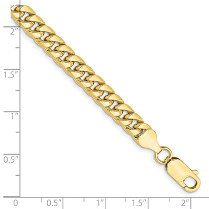 7 Inch 10K Yellow Gold 6mm Semi-Solid Miami Cuban Chain Bracelet