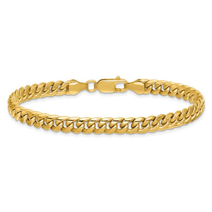 8 Inch 10K Yellow Gold 6mm Semi-Solid Miami Cuban Chain Bracelet