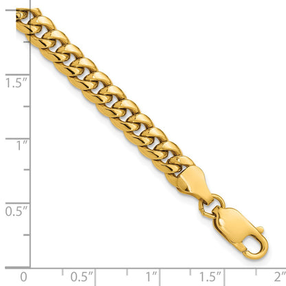 8 Inch 10K Yellow Gold 6mm Semi-Solid Miami Cuban Chain Bracelet