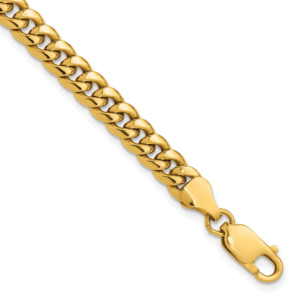 8 Inch 10K Yellow Gold 6mm Semi-Solid Miami Cuban Chain Bracelet