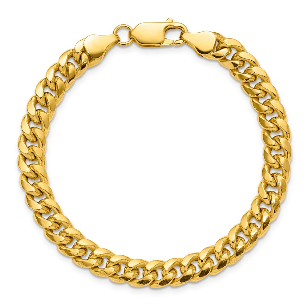 8 Inch 10K Yellow Gold 6.75mm Semi-Solid Miami Cuban Chain Bracelet
