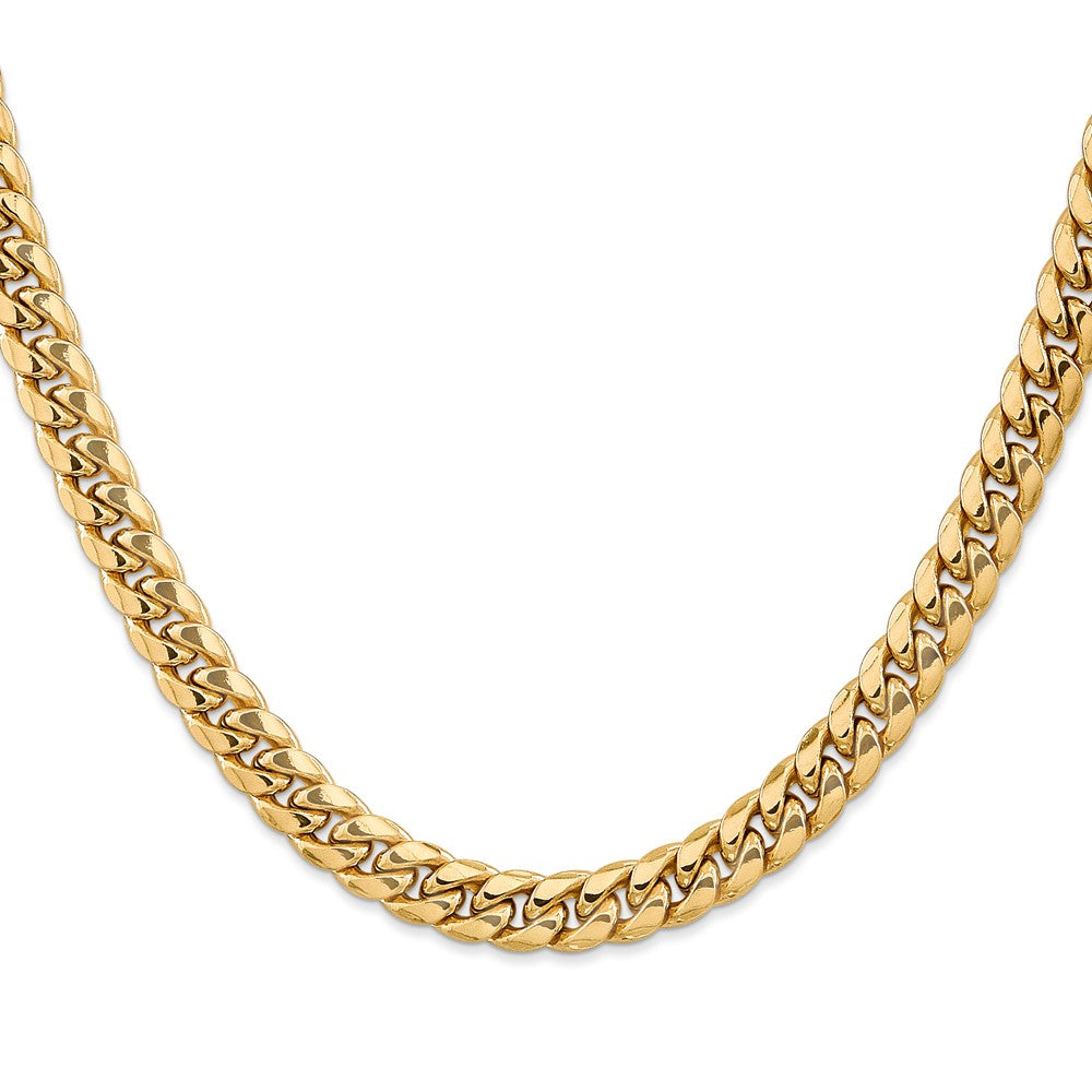 24 Inch 10k Yellow Gold 7.3mm Semi-Solid Miami Cuban Chain Necklace