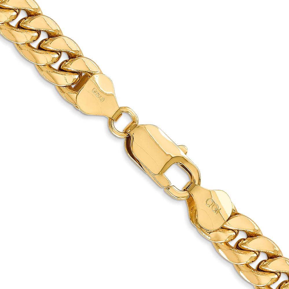 24 Inch 10k Yellow Gold 7.3mm Semi-Solid Miami Cuban Chain Necklace