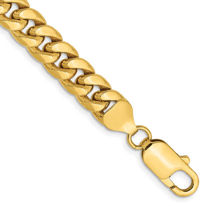 9 Inch 10K Yellow Gold 7.3mm Semi-Solid Miami Cuban Chain Bracelet