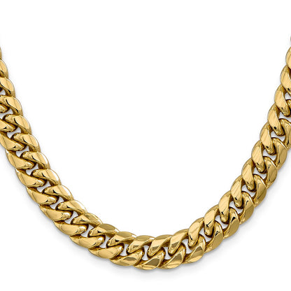 26 Inch 10k Yellow Gold 9.3mm Semi-Solid Miami Cuban Chain Necklace
