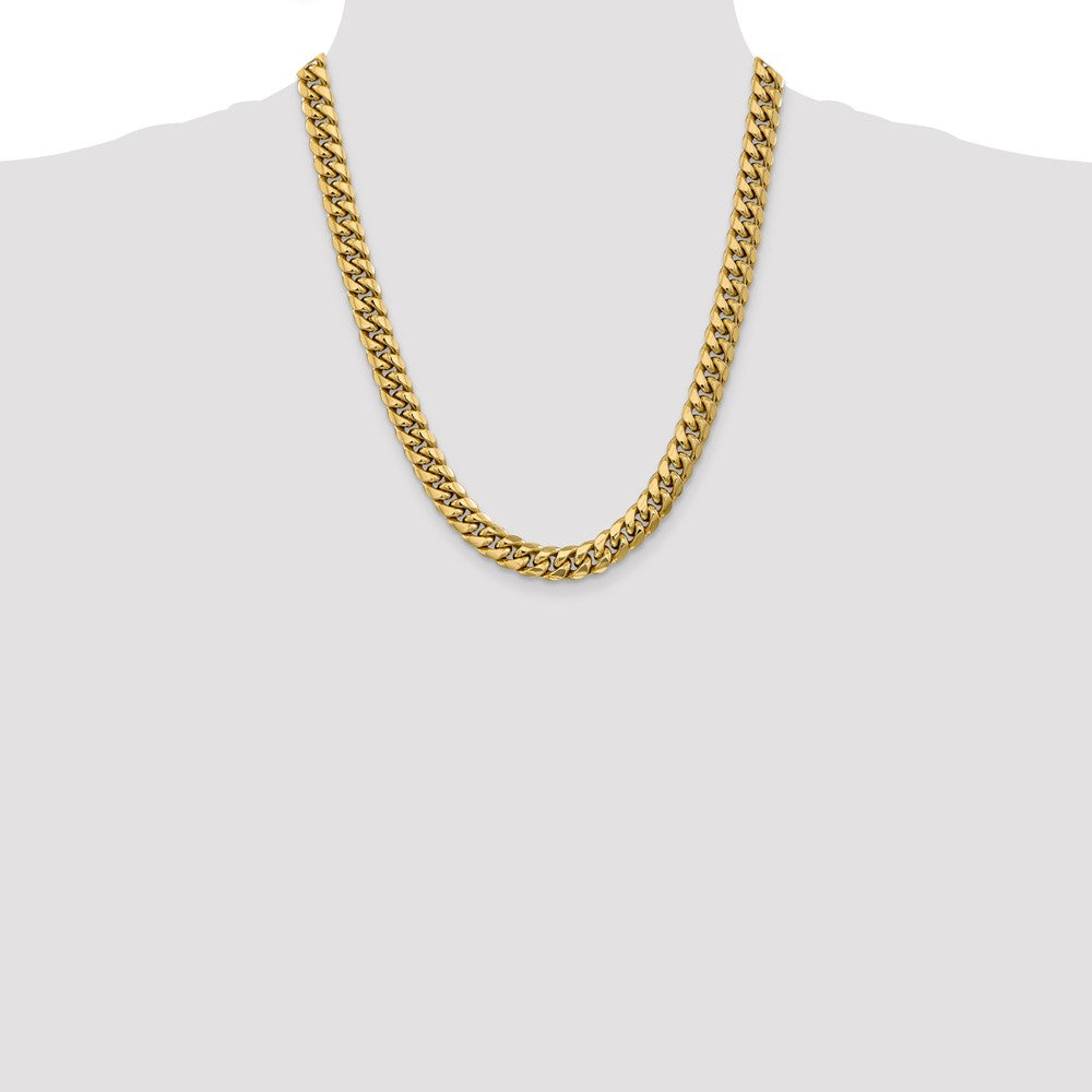 22 Inch 10k Yellow Gold 9.3mm Semi-Solid Miami Cuban Chain Necklace
