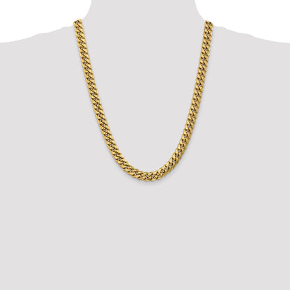 24 Inch 10k Yellow Gold 9.3mm Semi-Solid Miami Cuban Chain Necklace
