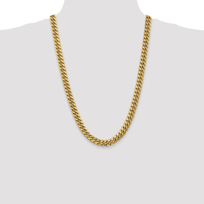 26 Inch 10k Yellow Gold 9.3mm Semi-Solid Miami Cuban Chain Necklace