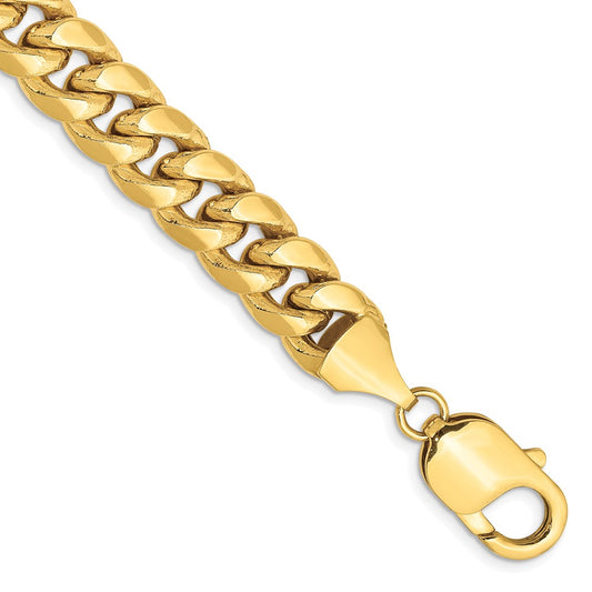9 Inch 10k Yellow Gold 9.3mm Semi-Solid Miami Cuban Chain Bracelet