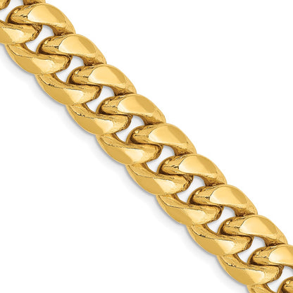 22 Inch 10k Yellow Gold 9.3mm Semi-Solid Miami Cuban Chain Necklace