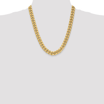 22 Inch 10k Yellow Gold 11mm Semi-Solid Miami Cuban Chain Necklace
