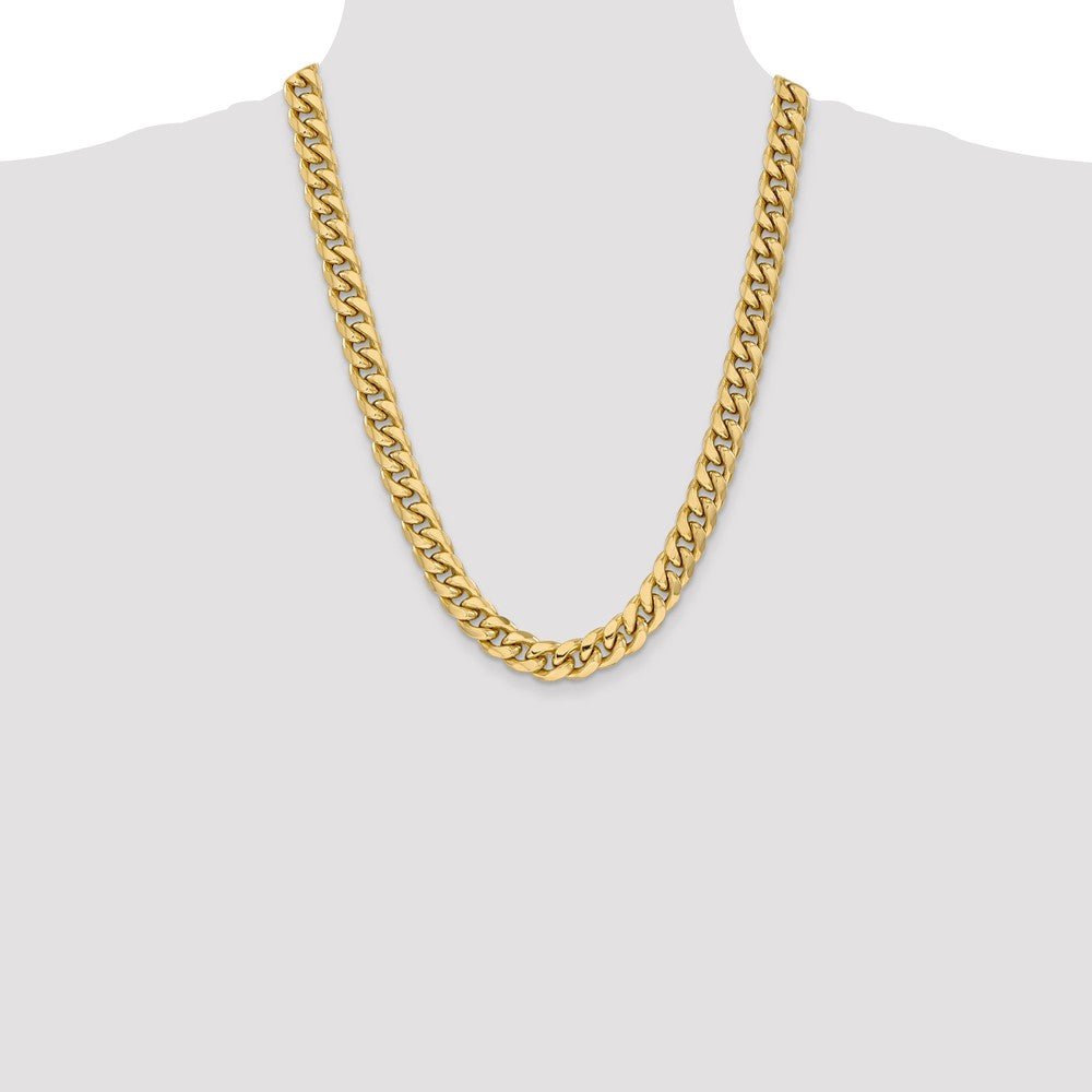 24 Inch 10k Yellow Gold 11mm Semi-Solid Miami Cuban Chain Necklace