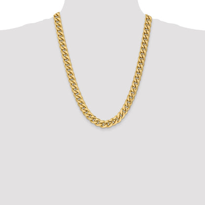 24 Inch 10k Yellow Gold 11mm Semi-Solid Miami Cuban Chain Necklace