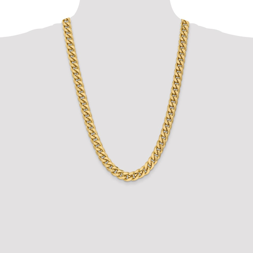 26 Inch 10k Yellow Gold 11mm Semi-Solid Miami Cuban Chain Necklace