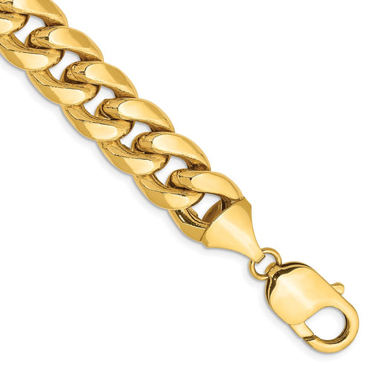 8 Inch 10k Yellow Gold 11mm Semi-Solid Miami Cuban Chain Bracelet
