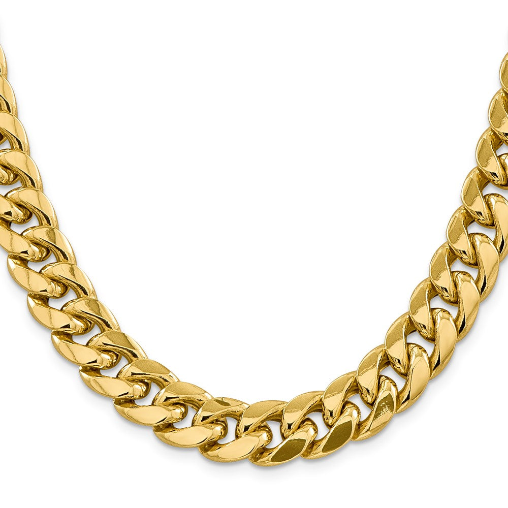 24 Inch 10K Yellow Gold 10K 13.2mm Semi-Solid Miami Cuban Chain Necklace