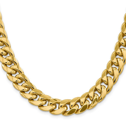 22 Inch 10K Yellow Gold 10K 13.2mm Semi-Solid Miami Cuban Chain Necklace