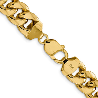 24 Inch 10K Yellow Gold 10K 13.2mm Semi-Solid Miami Cuban Chain Necklace