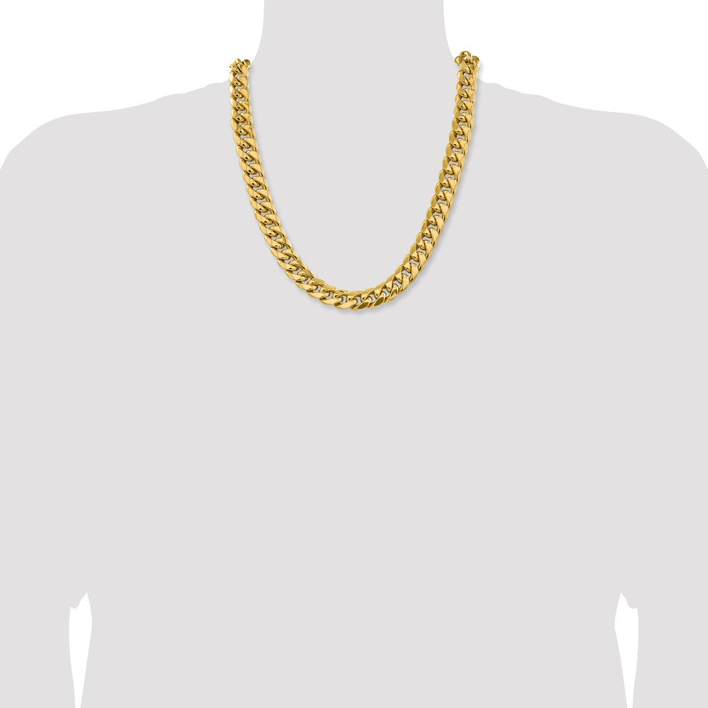 22 Inch 10K Yellow Gold 10K 13.2mm Semi-Solid Miami Cuban Chain Necklace