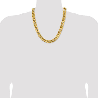 22 Inch 10K Yellow Gold 10K 13.2mm Semi-Solid Miami Cuban Chain Necklace