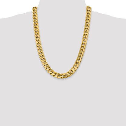 24 Inch 10K Yellow Gold 10K 13.2mm Semi-Solid Miami Cuban Chain Necklace
