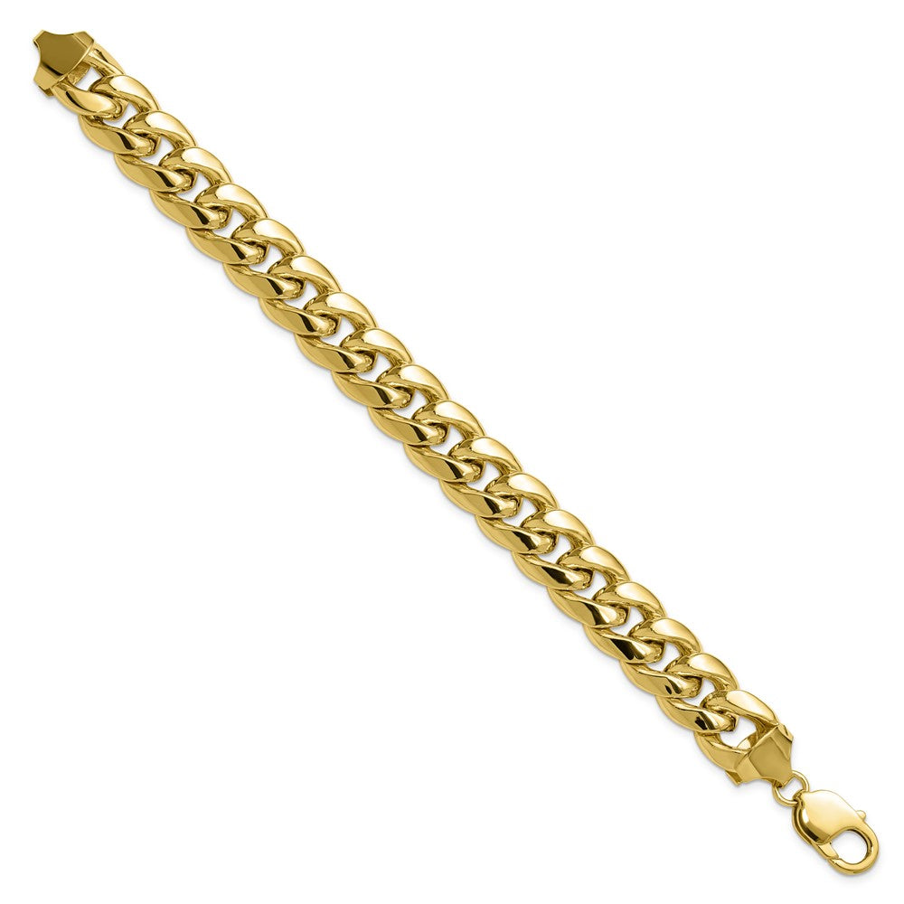 8 Inch 10K Yellow Gold 10K 13.2mm Semi-Solid Miami Cuban Chain Bracelet
