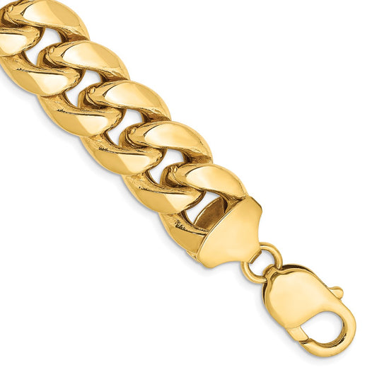 8 Inch 10K Yellow Gold 10K 13.2mm Semi-Solid Miami Cuban Chain Bracelet