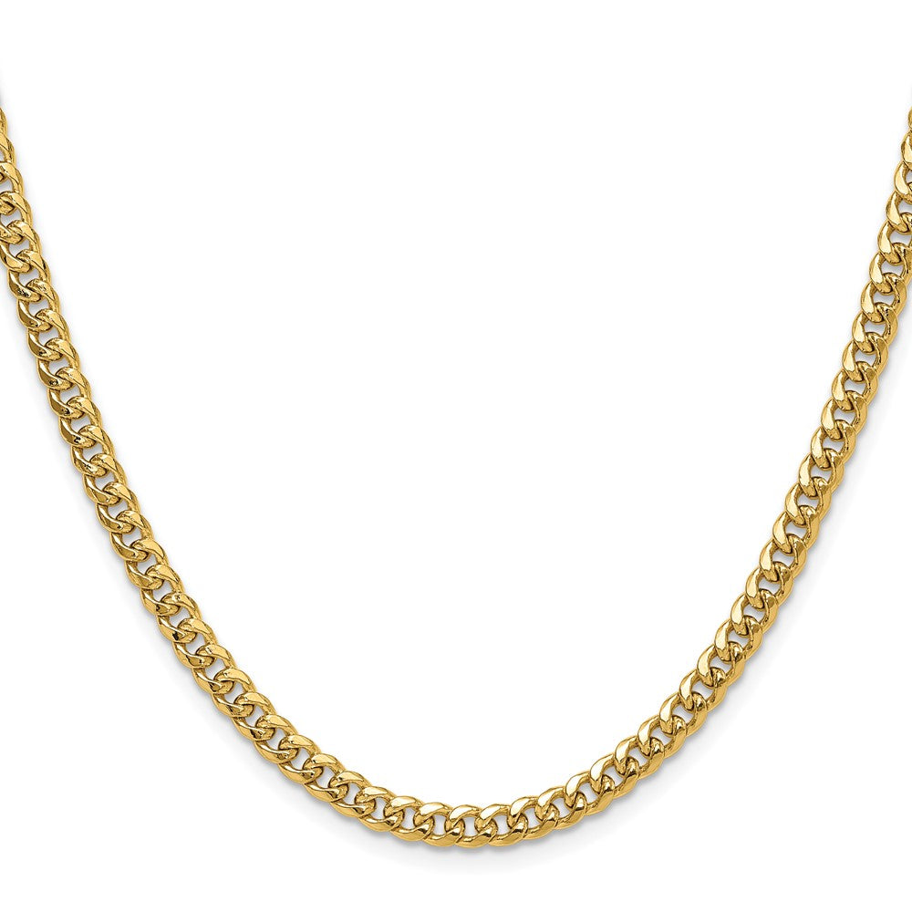 2 Inch 10K Yellow Gold 4.5mm Semi-Solid Miami Cuban Chain Necklace