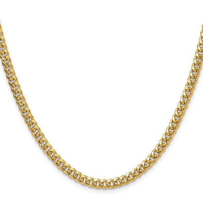 2 Inch 10K Yellow Gold 4.5mm Semi-Solid Miami Cuban Chain Necklace