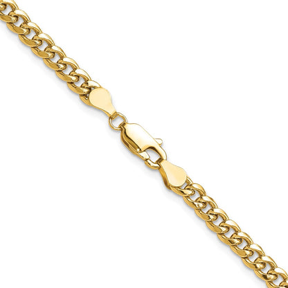 2 Inch 10K Yellow Gold 4.5mm Semi-Solid Miami Cuban Chain Necklace