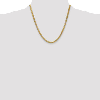 2 Inch 10K Yellow Gold 4.5mm Semi-Solid Miami Cuban Chain Necklace
