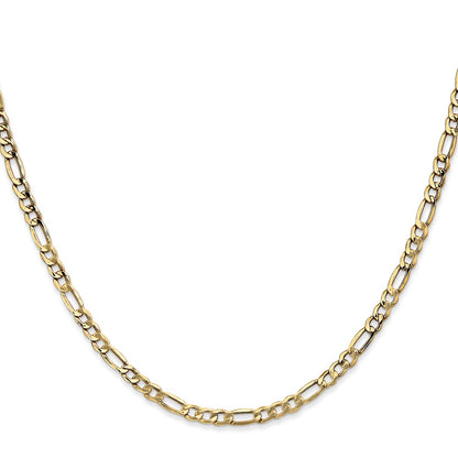 18 Inch 10k Yellow Gold 3.5mm Semi-Solid Figaro Chain Necklace