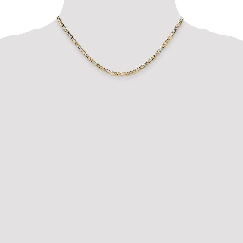 16 Inch 10k Yellow Gold 3.5mm Semi-Solid Figaro Chain Necklace